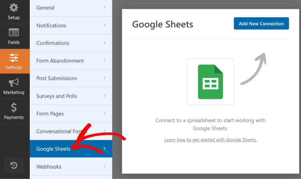 google sheets addon settings - WPForms Configurações do complemento do Google Sheets