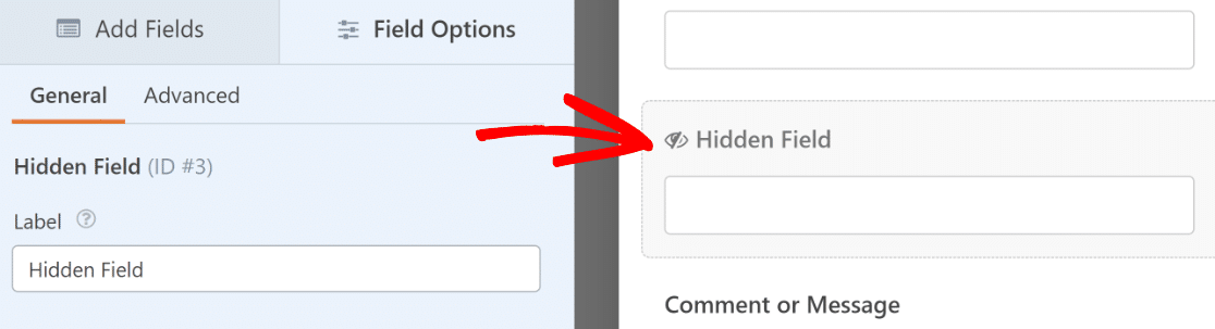 Hidden field settings