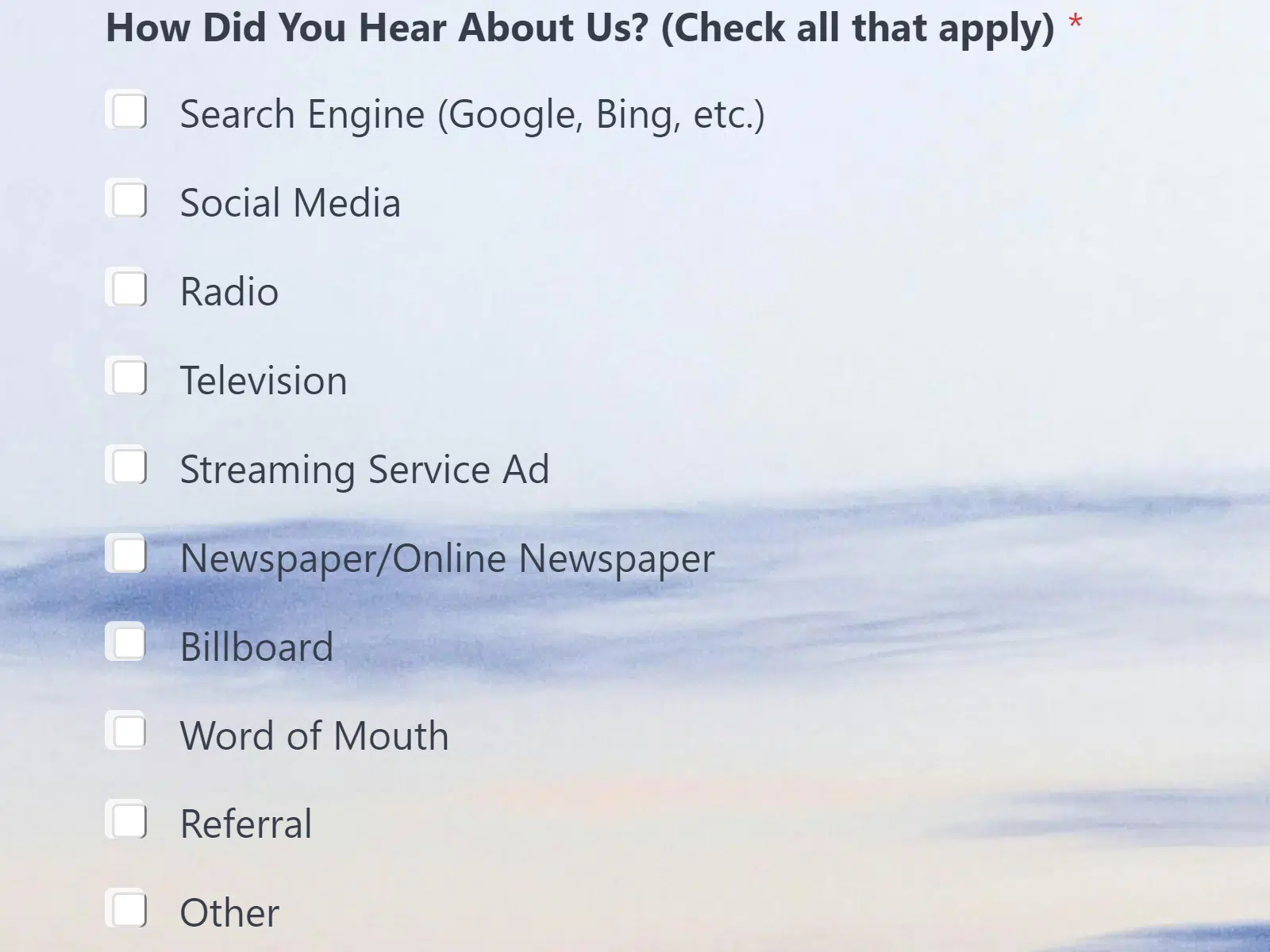 "how did you hear about us" - survey question