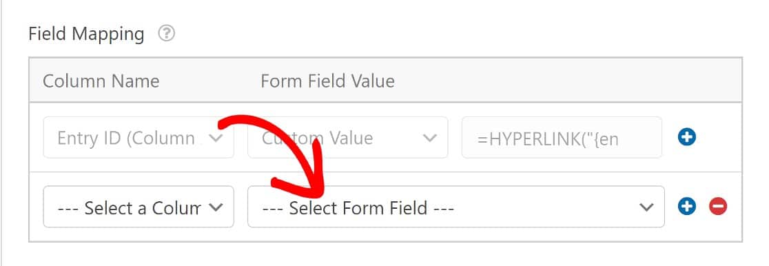 Map form fields to Google Sheets