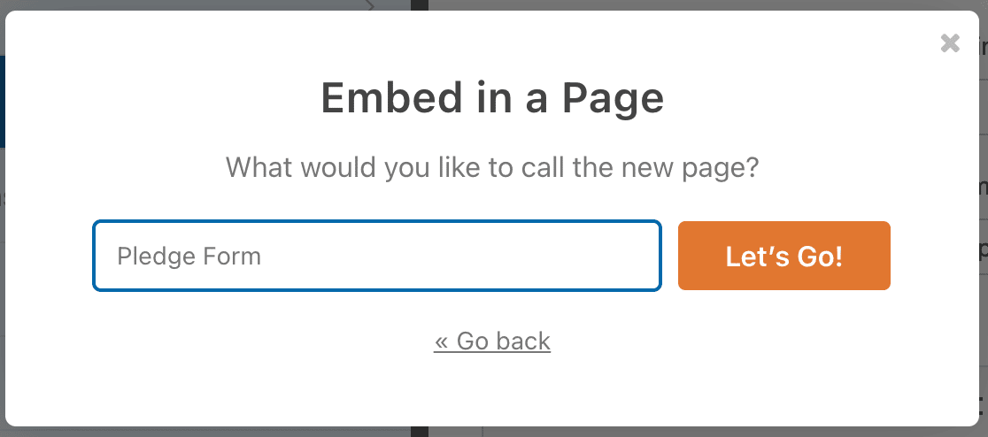 Naming your new pledge form page