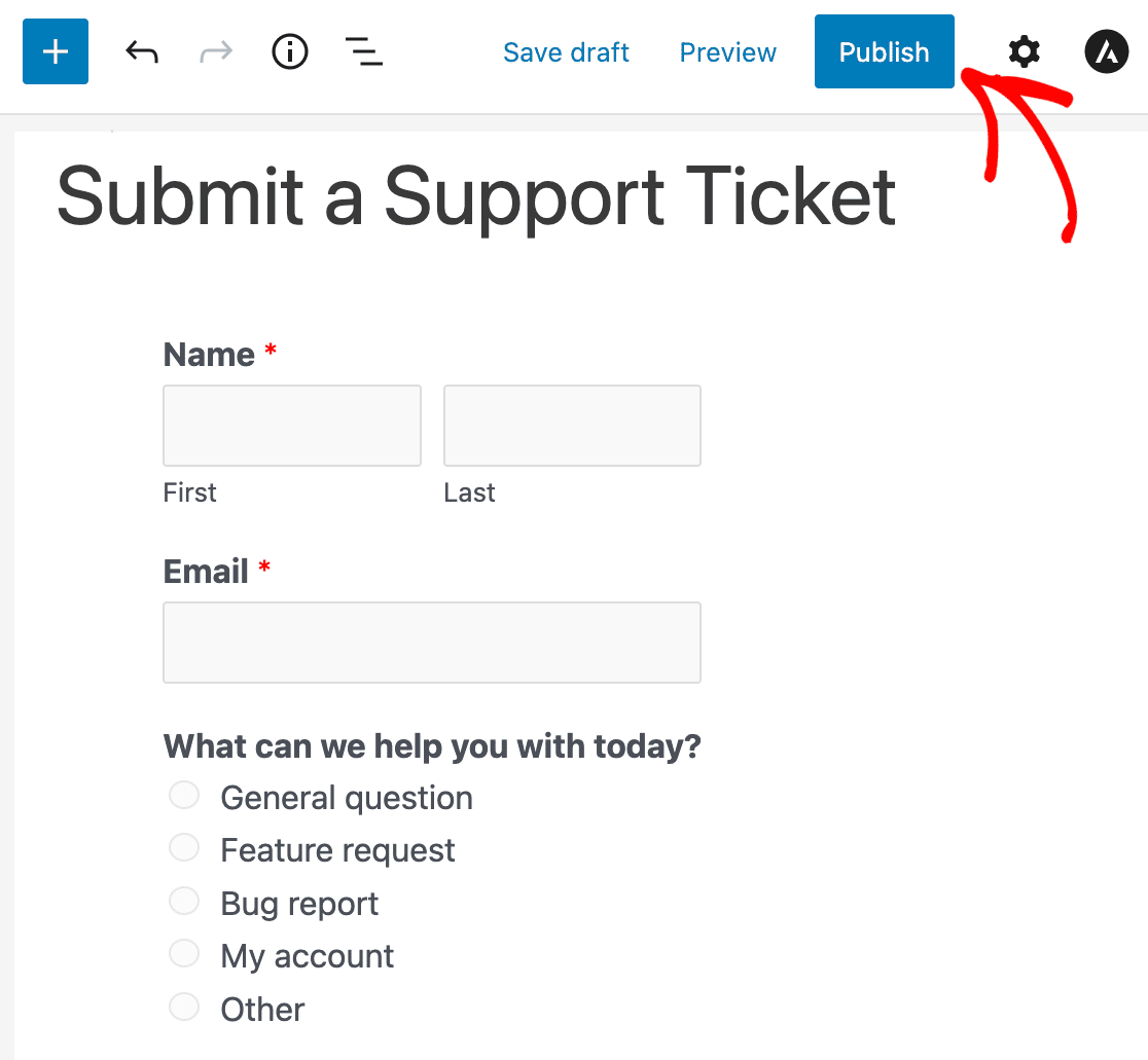 Create a Form –  Support