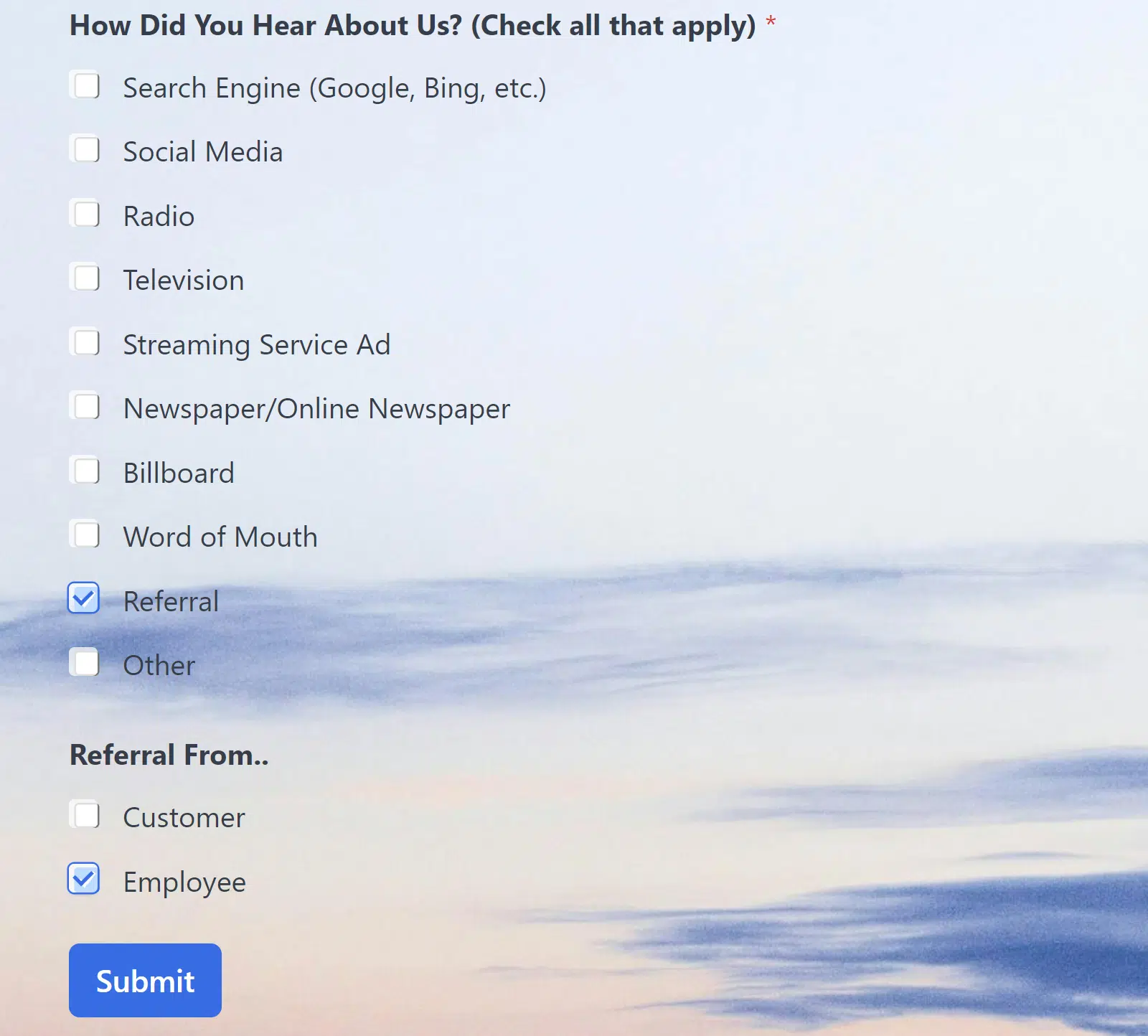 Referral checkboxes