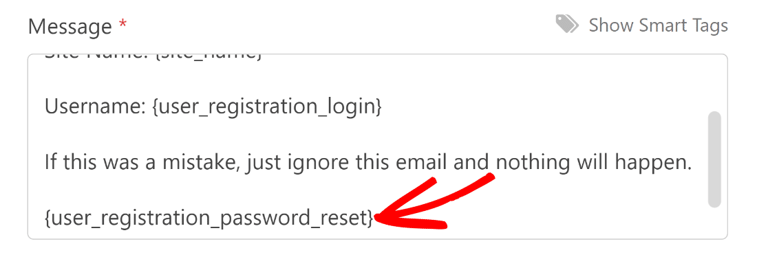 Reset link smart tag