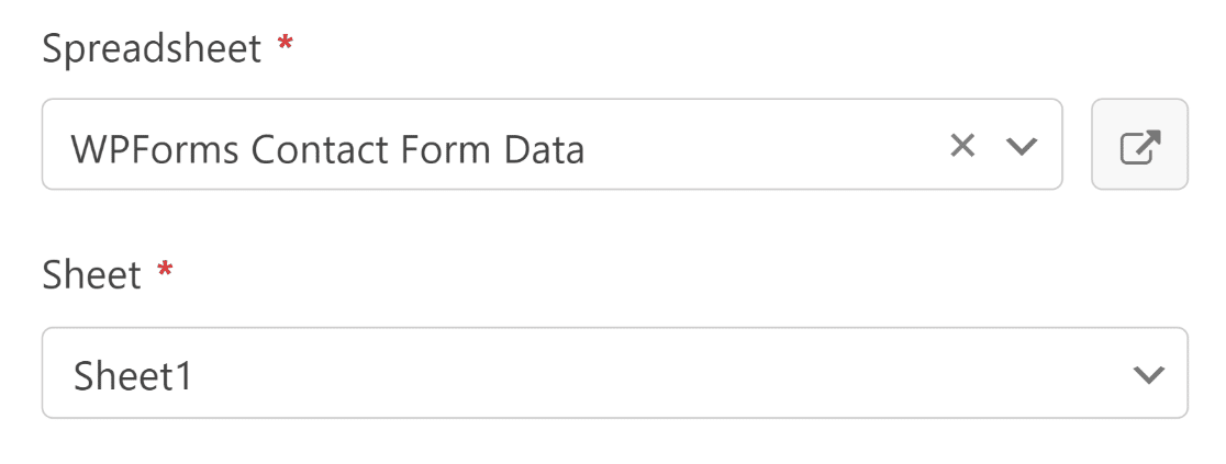 select spreadsheet and sheet