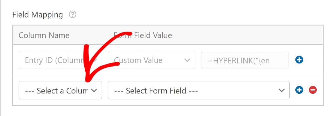 Map fields to columns in Google Sheets