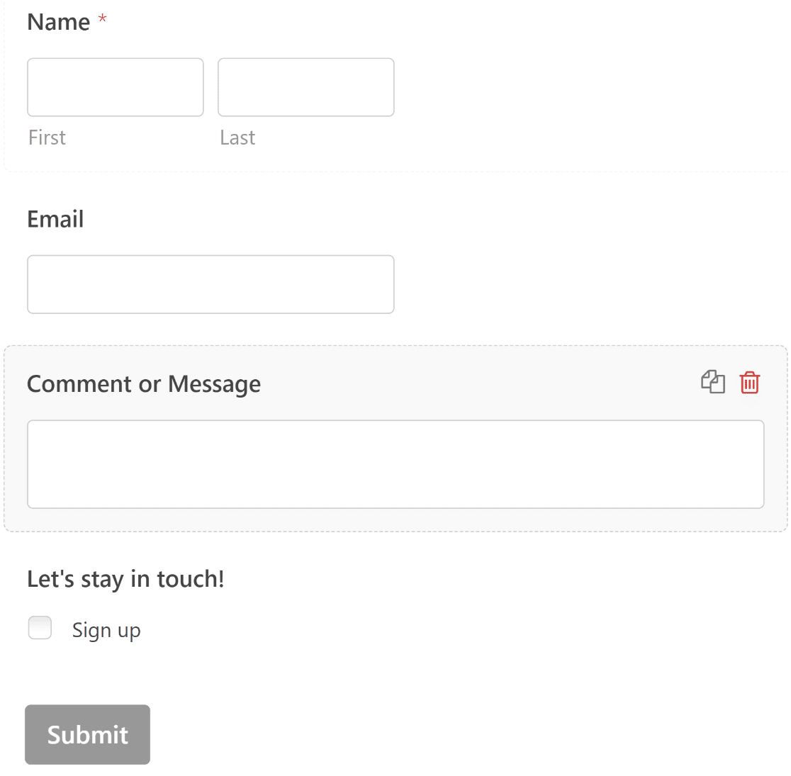 signup form