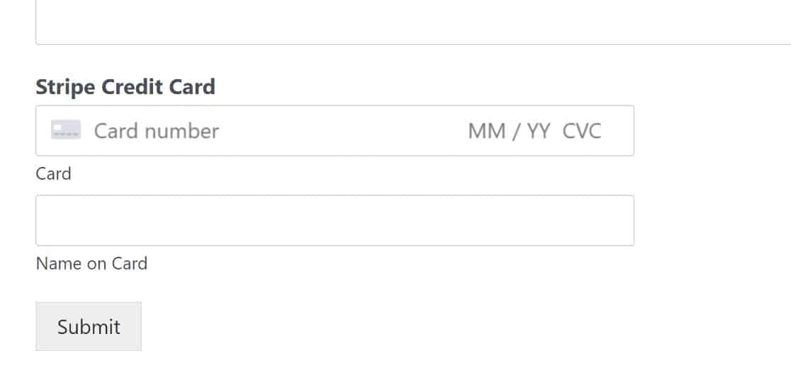 Stripe payment field on a WPForms form