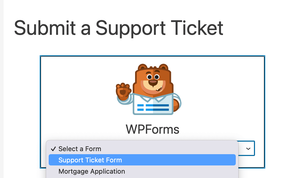 Create a Form –  Support