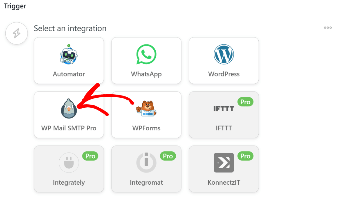 Select WP Mail SMTP trigger