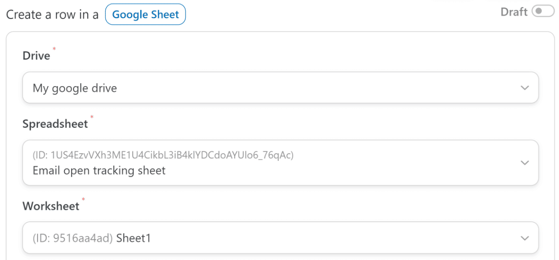 Select drive spreadsheet and worksheet