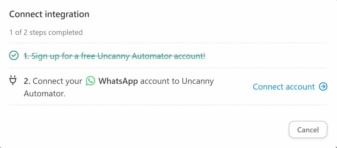 Click this button to connect WhatsApp with Uncanny Automator