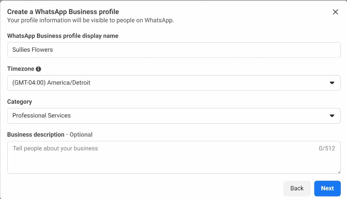 Create a WhatsApp business profile