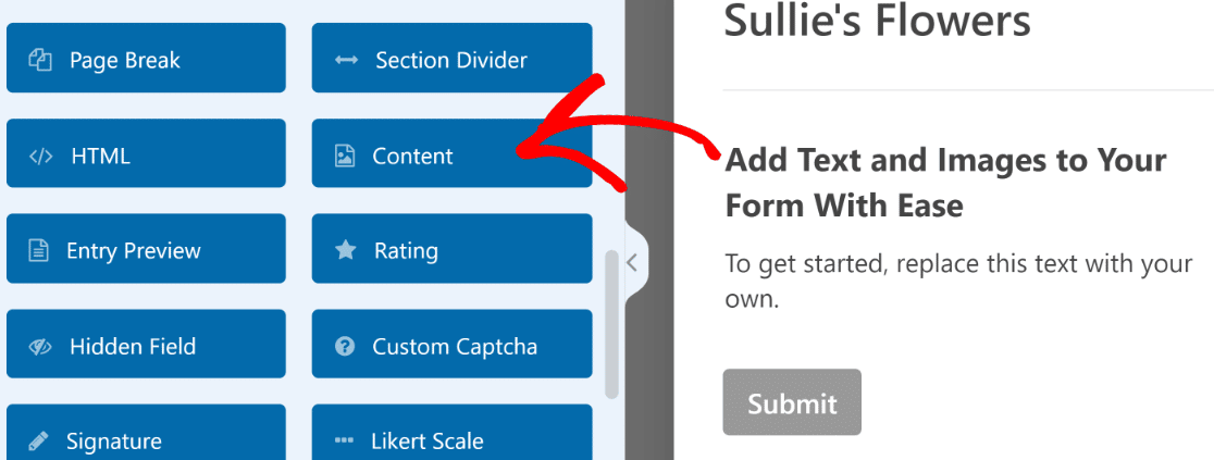 Content field