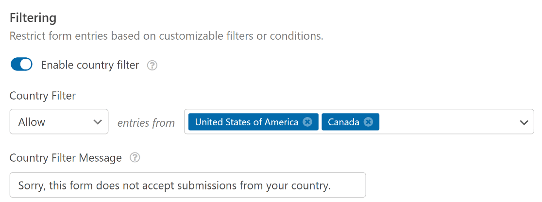 country filtering