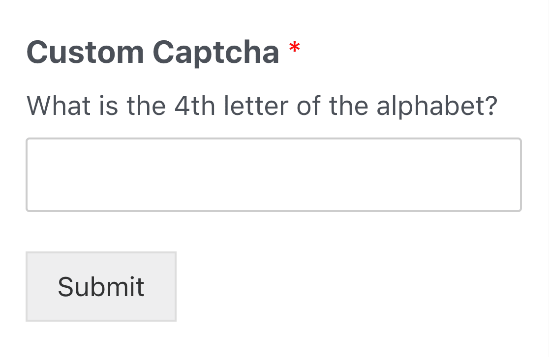 Custom captcha question