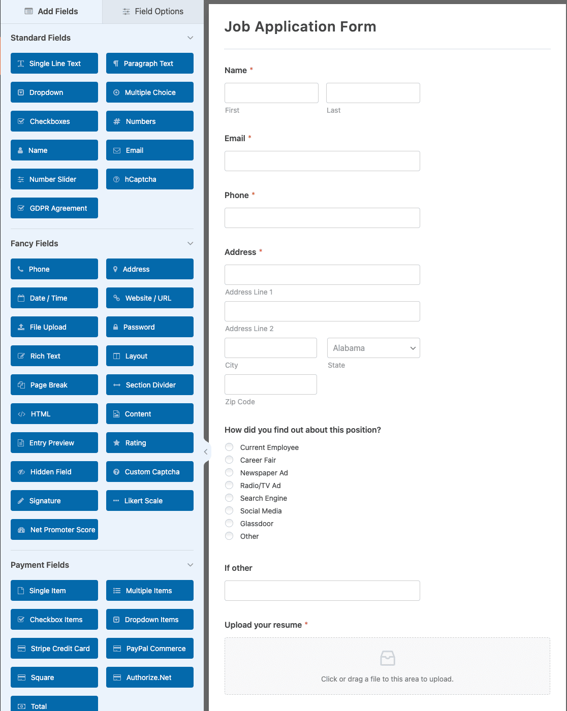 Candidate Application Form Template