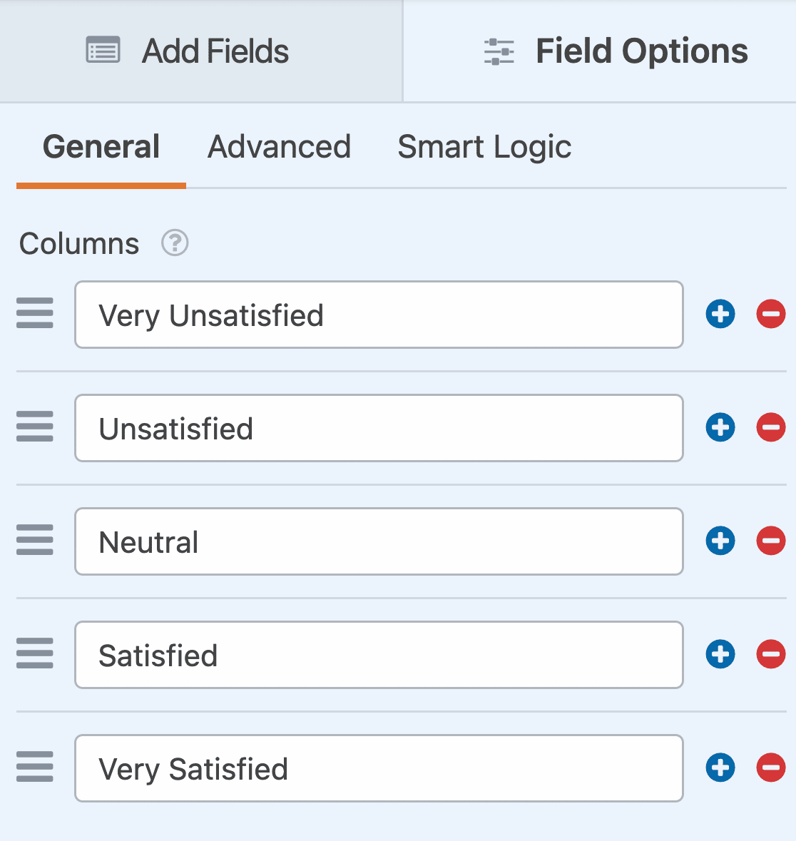 Customizing the Likert Scale columns