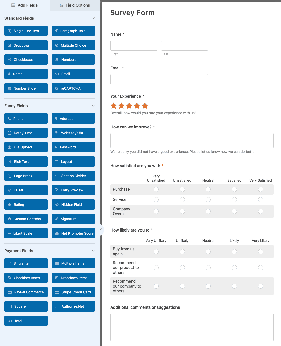 Customizing the Survey Form template