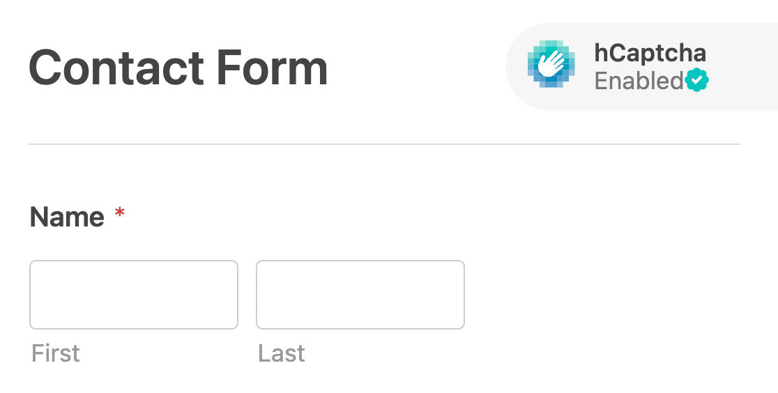 The hCaptcha badge in the form builder