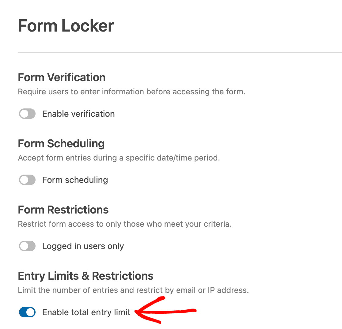 Enabling a total entry limit for a form