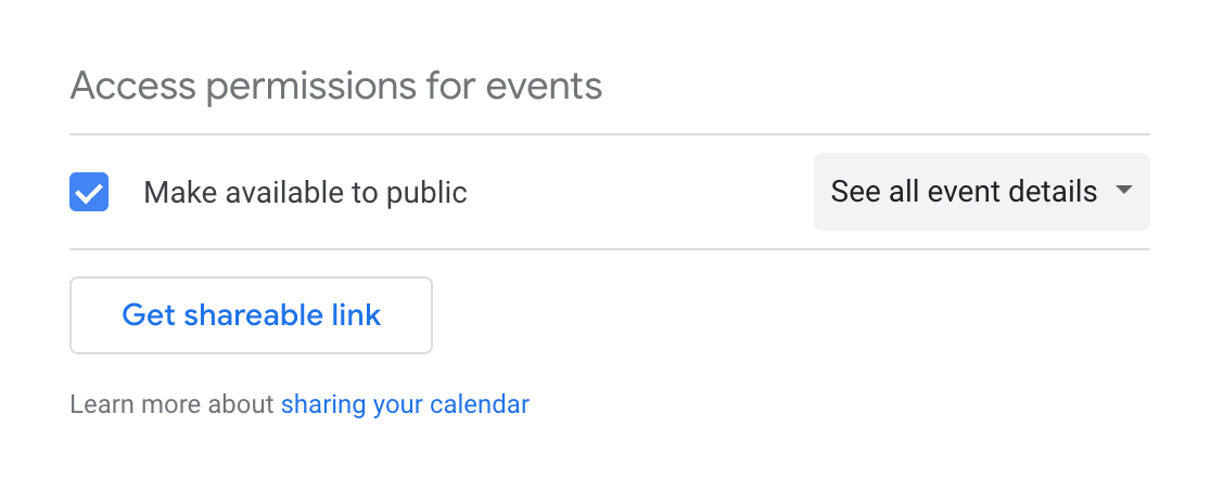 Making your Google Calendar public