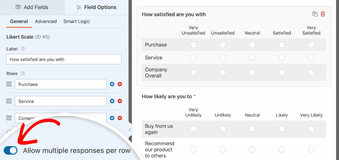 Creating a Multiple Response Likert Scale