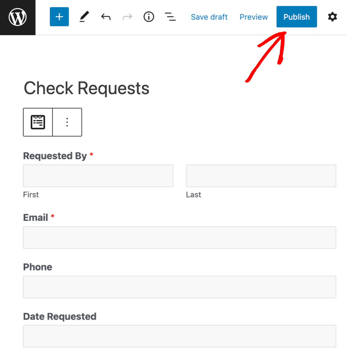 Publishing your check request form