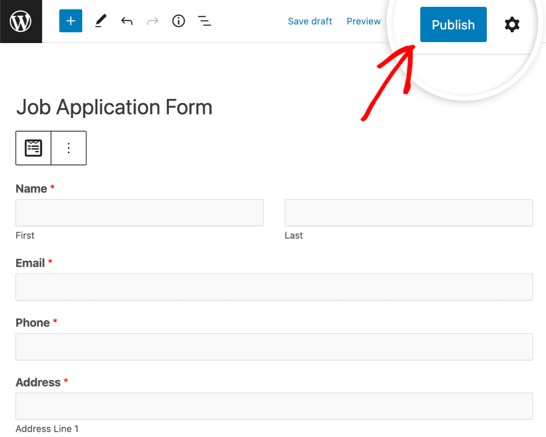 Publishing your Job Application form