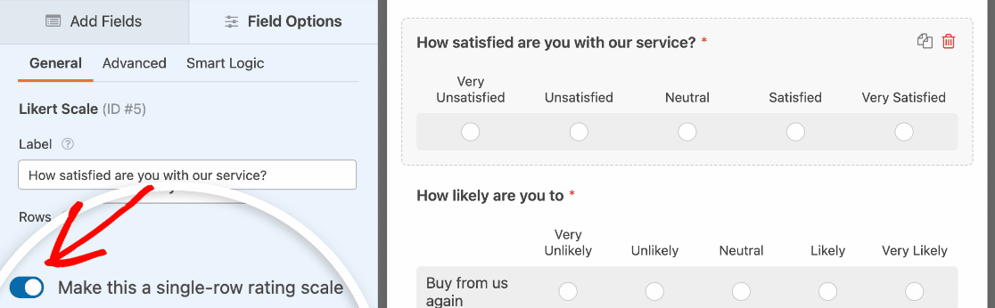 Creating a single row Likert Scale