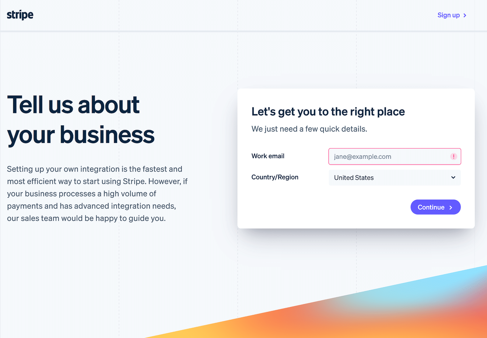 stripe contact page