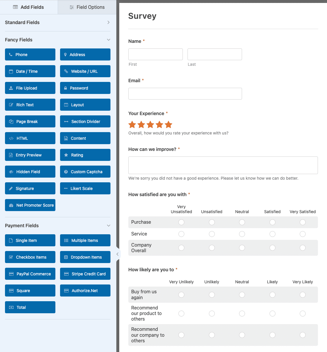 Homepage - Startquestion - create online surveys and forms