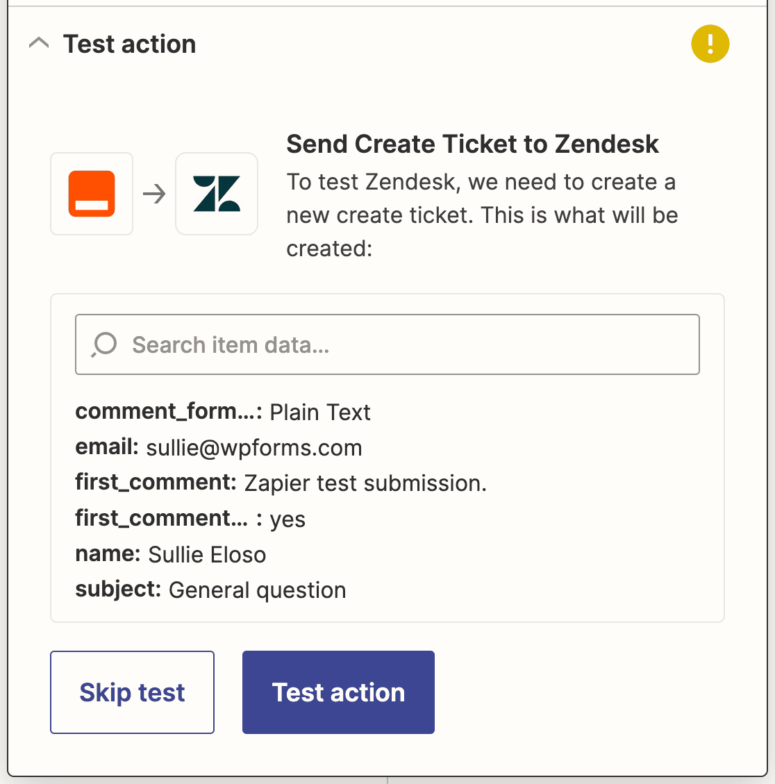 Testing your Zapier Zendesk connection