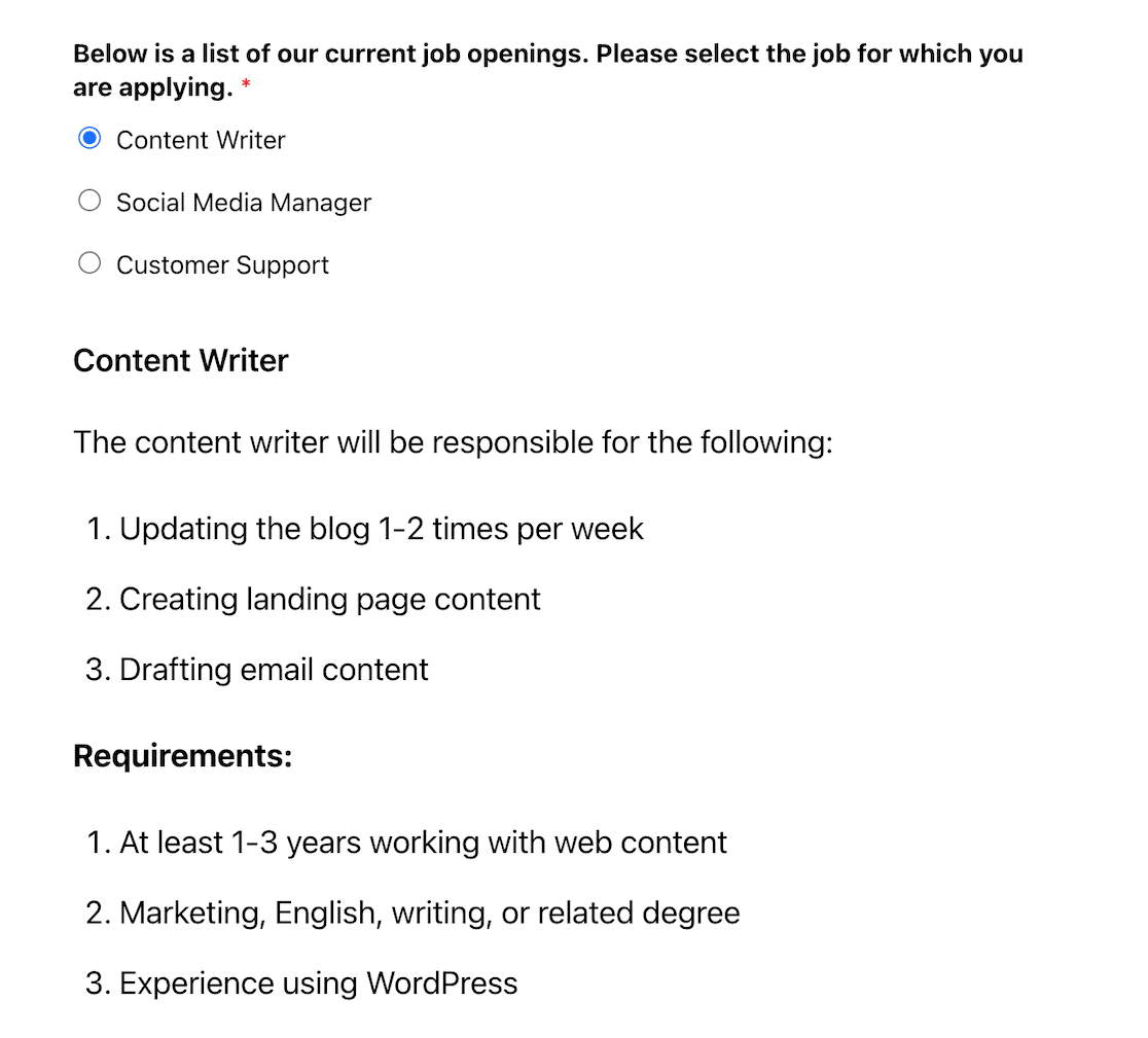 Content Writer Job Details