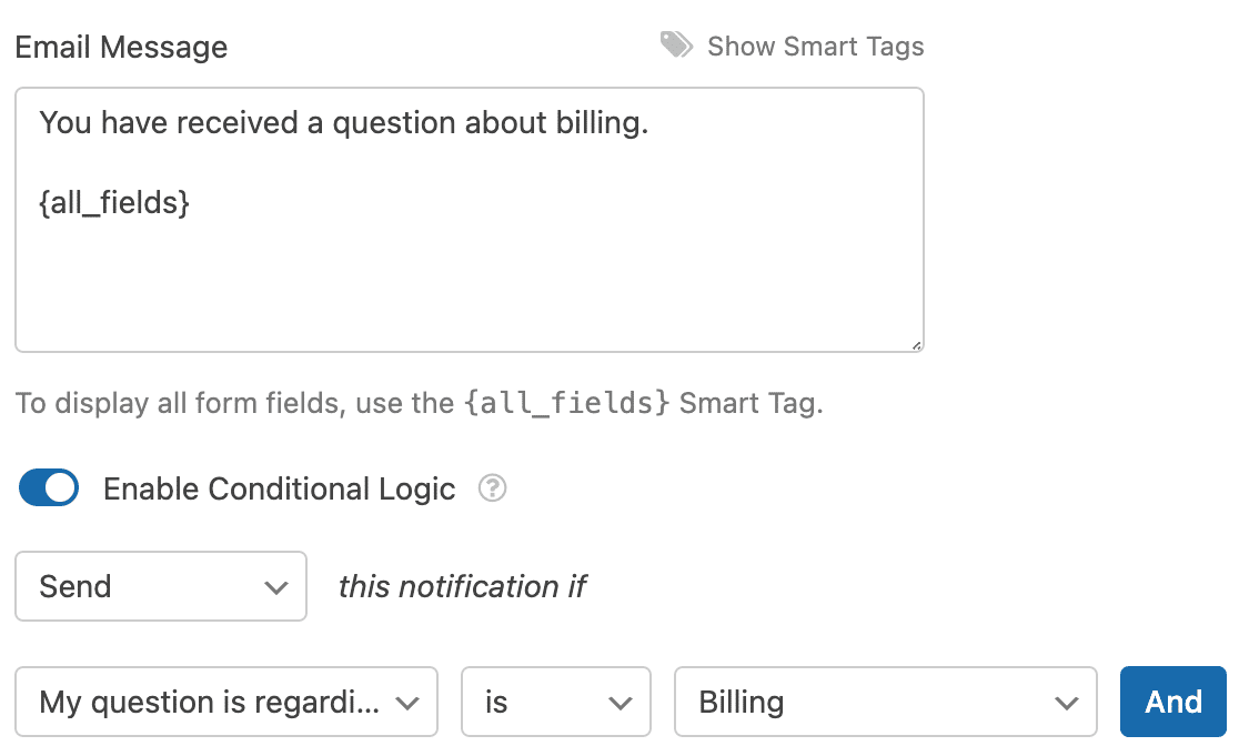 conditional logic enabled