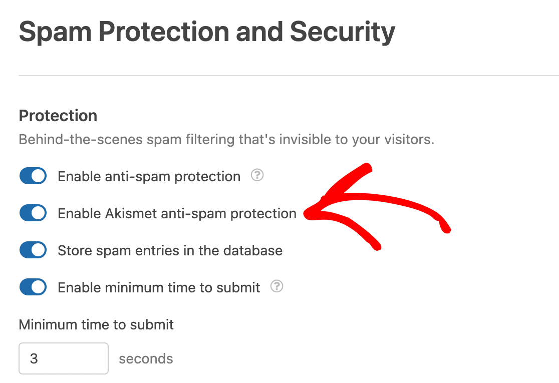 Enable the option for Akismet anti-spam protection