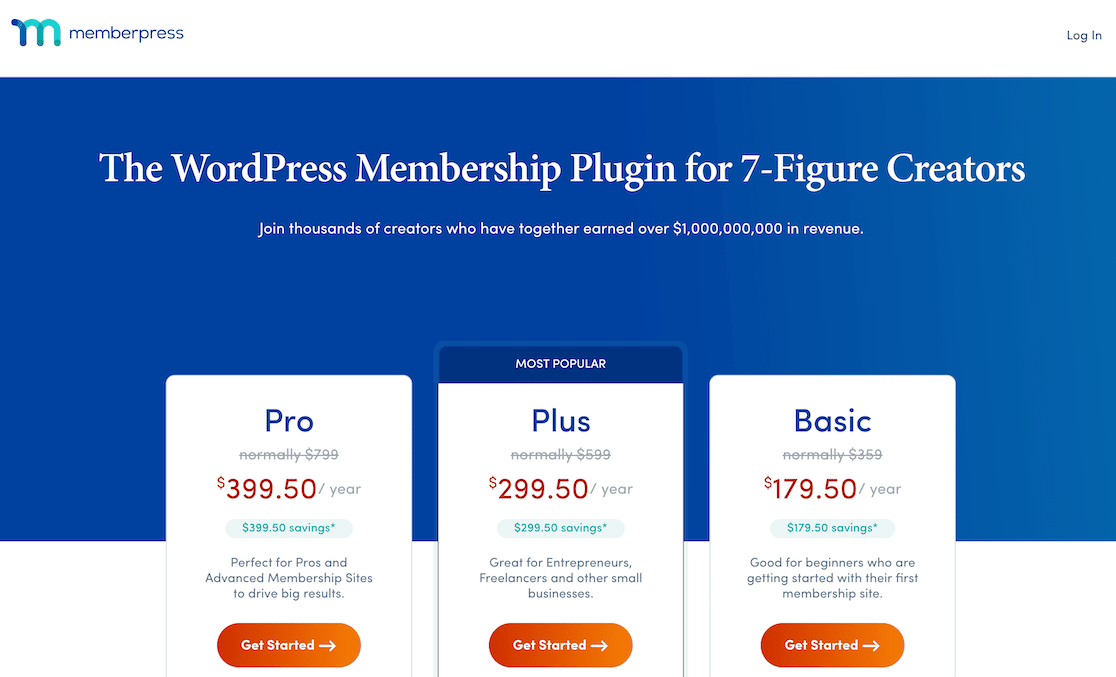 The MemberPress pricing page
