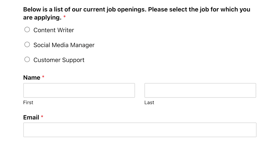 select a job role