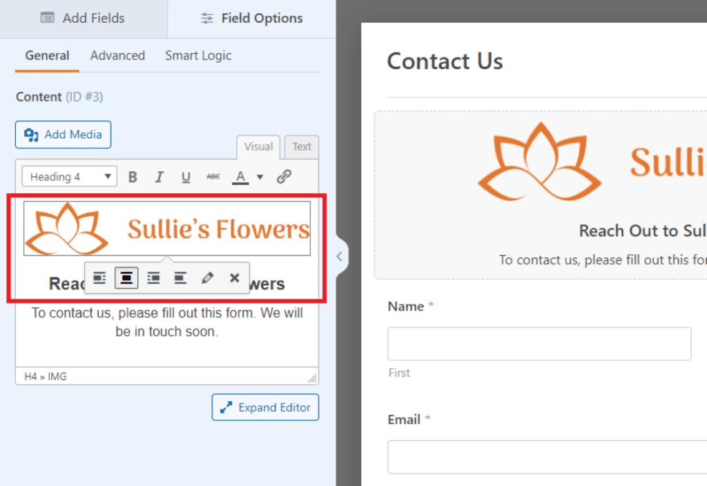 Header Form How to Add a Form Header Image or Logo in WordPress