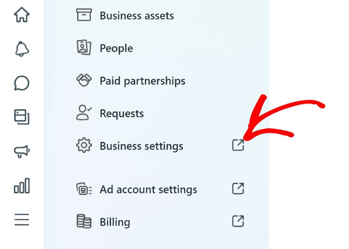 Press this button to open the business settings tab