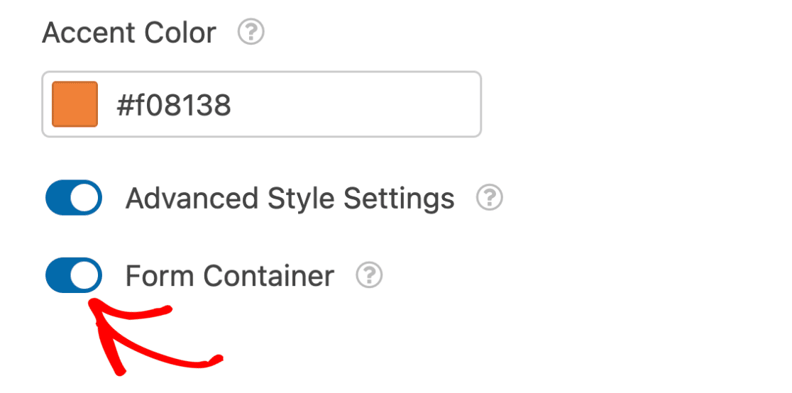 Enable form container