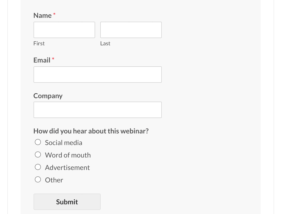 A webinar registration form
