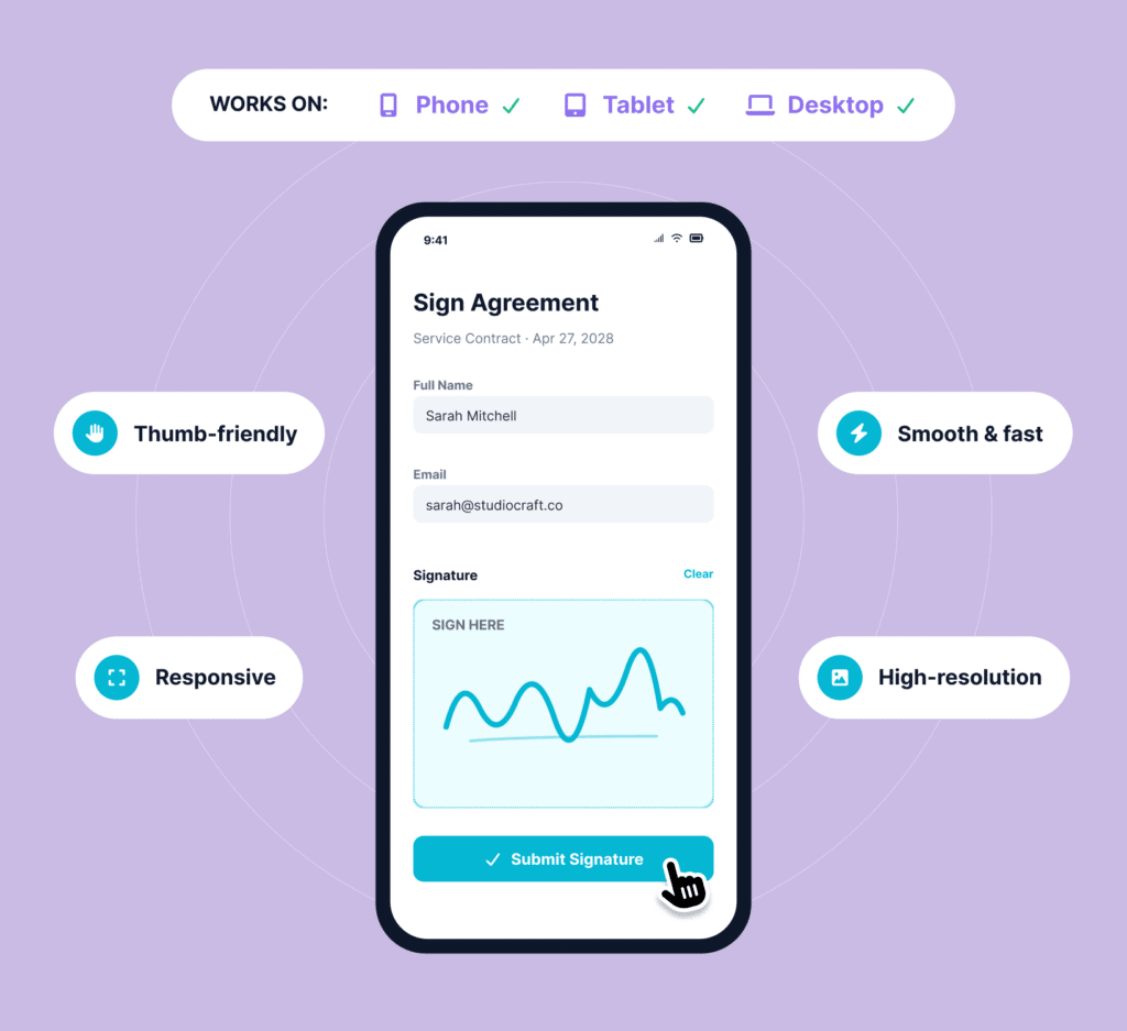 Mobile first Signature field in WordPress - Tap to Sign with ease.