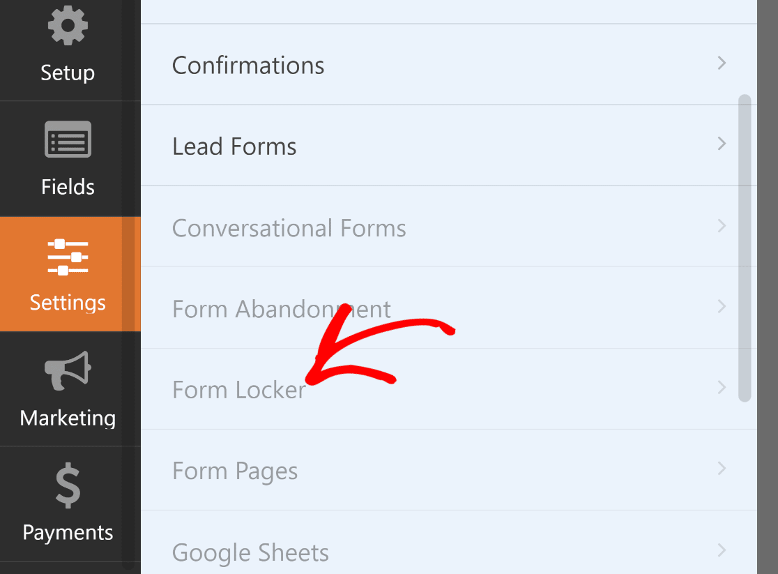 Activating the Form Locker addon