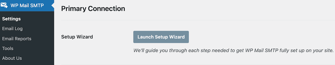 Setup Wizard launch in WP Mail SMTP settings