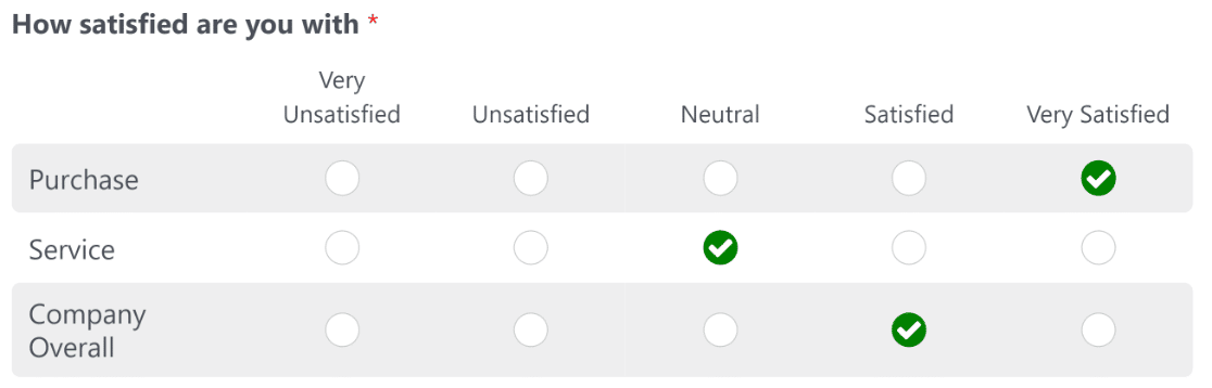 An example of a Matrix question