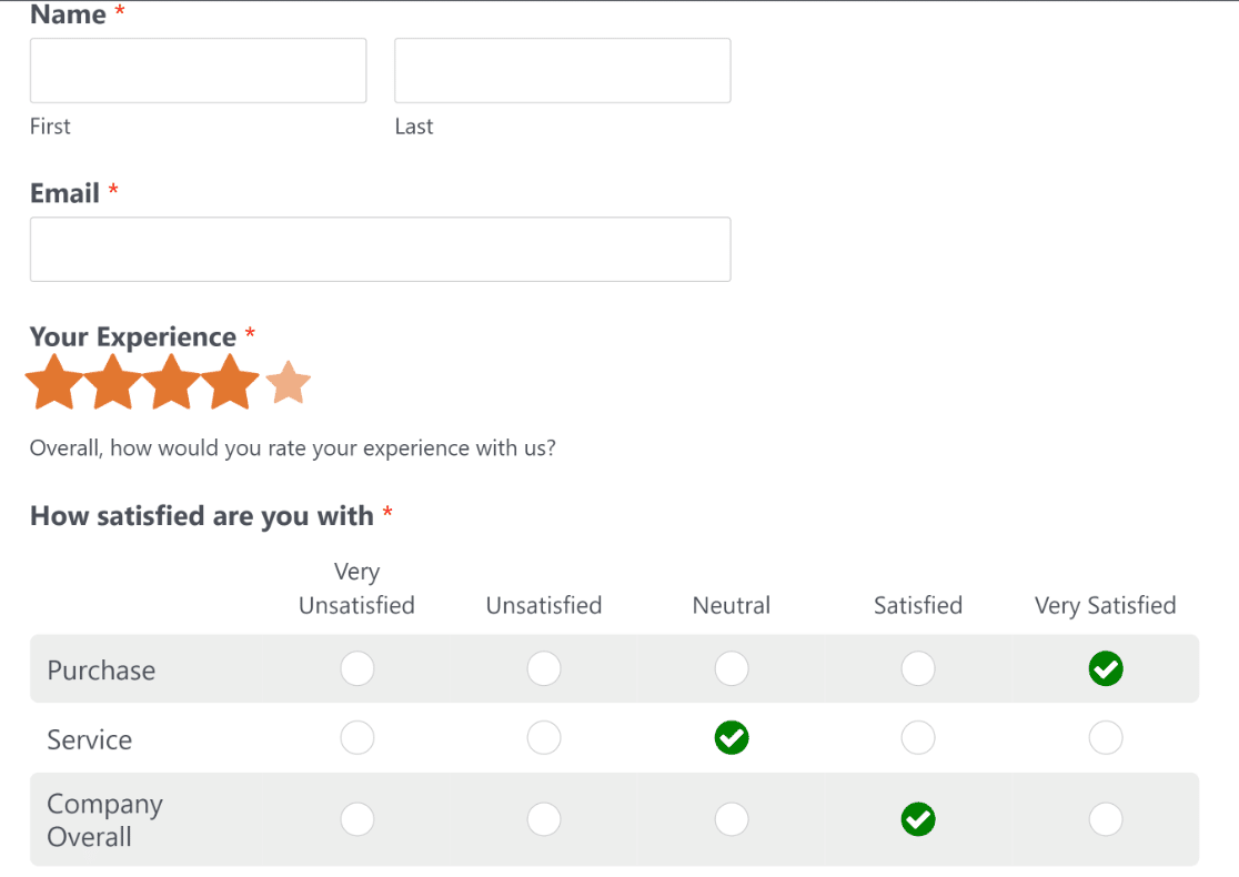 Matrix question form published