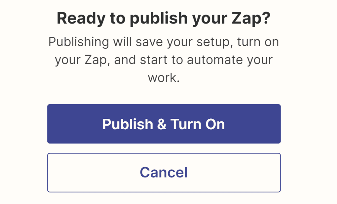 Publish & turn on