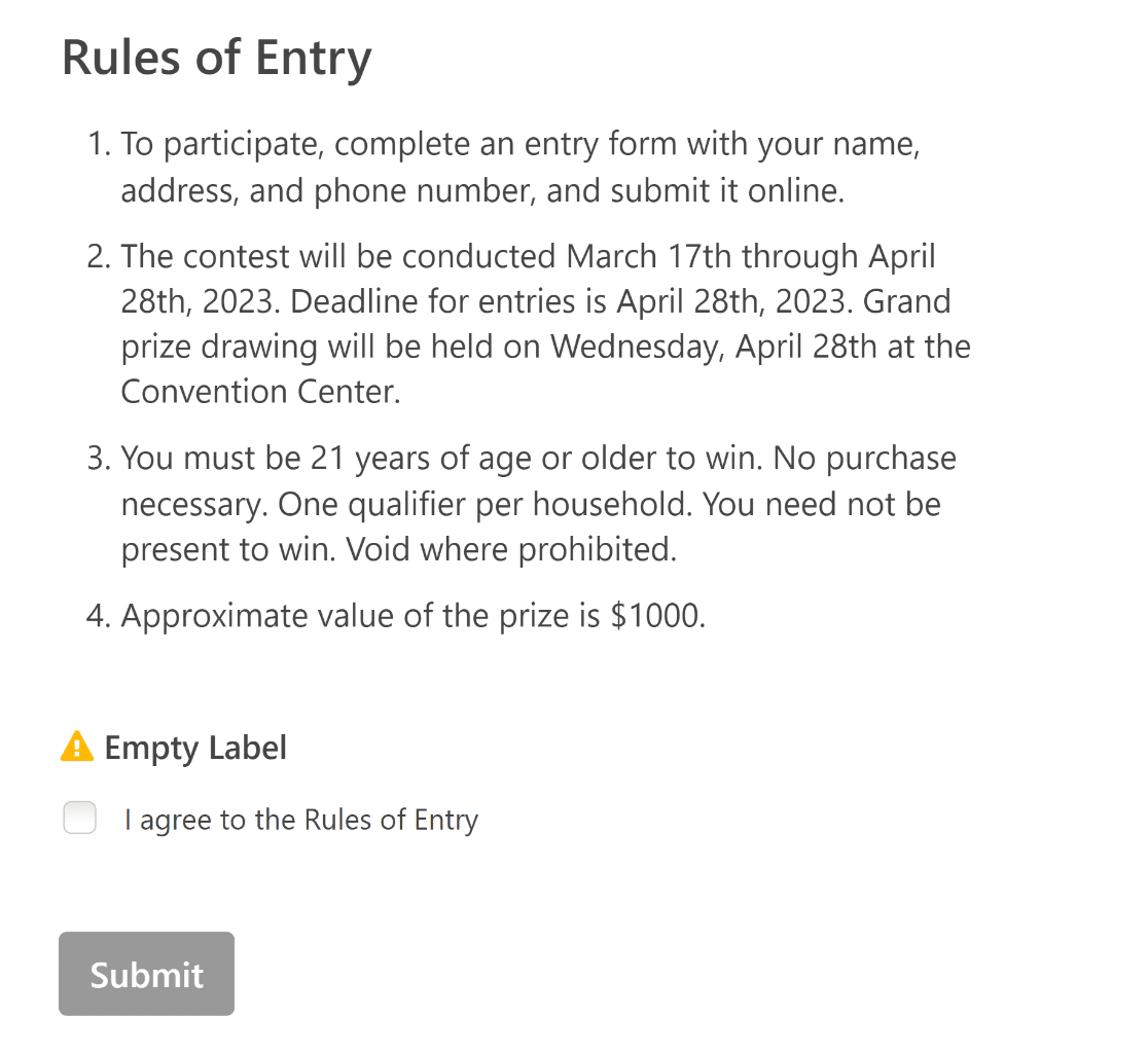 The rules of entry field