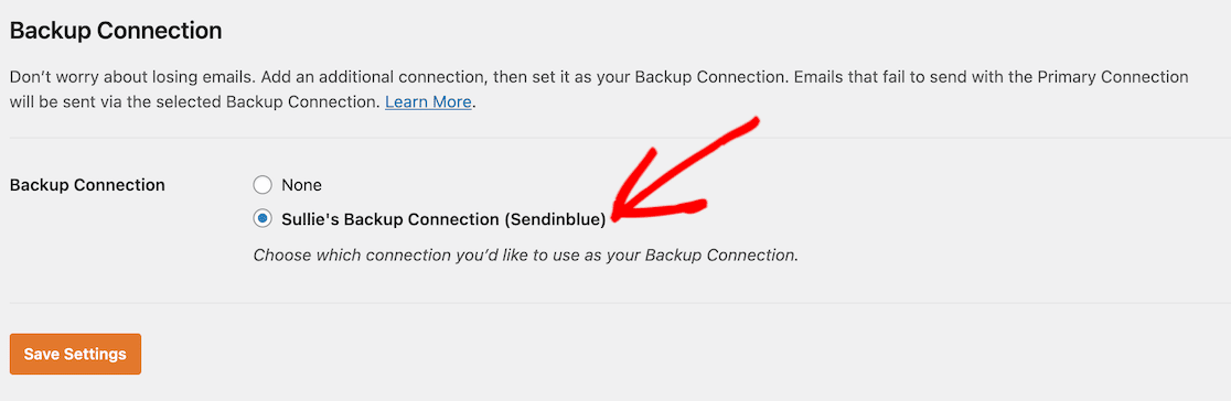Selecting a backup connection
